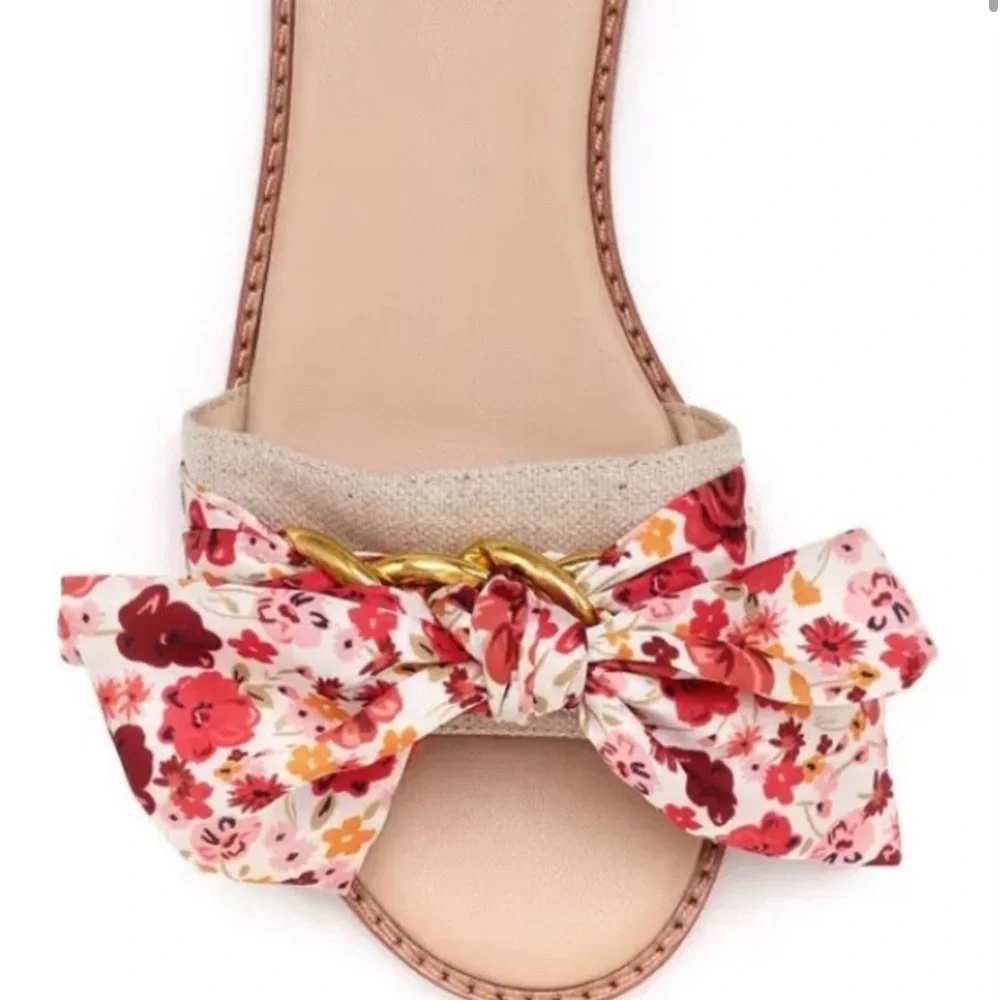 NIB Zahara floral Bow Slide Sandals - Picture 2 of 3